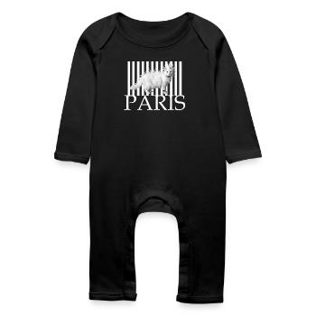 Paris Mohawk Punk Cat in Stripe Print - Baby Organic Romper - black - Front