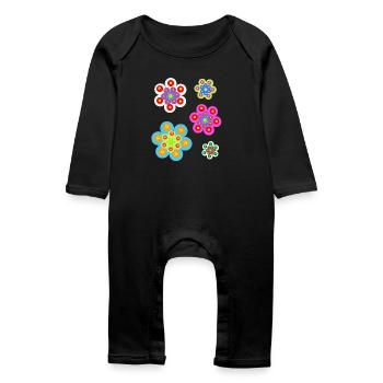 Fille Baby Enfant Rétro Floral Summer - Grenouillère bio Bébé - noir - Devant