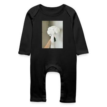 Peony Flower T-shirt  - Baby Organic Romper - black - Front