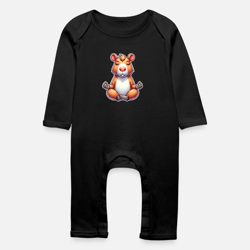 Méditation yoga Capybara - Grenouillère bio Bébé - noir