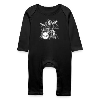 Squelette du batteur sinistre - Grenouillère bio Bébé - noir - Devant