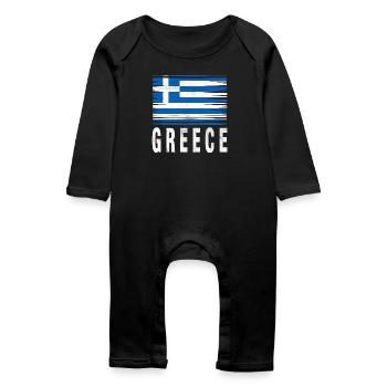 Drapeau au pinceau Grèce - Grenouillère bio Bébé - noir - Devant