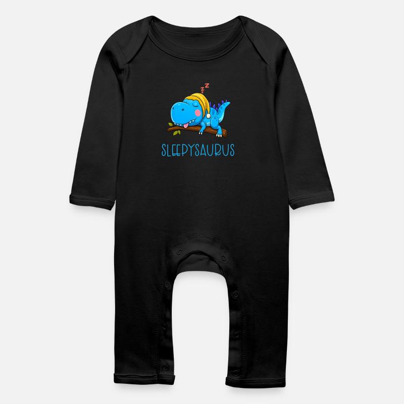 Dino Schlafzen Müde - Baby Bio Strampler - Schwarz