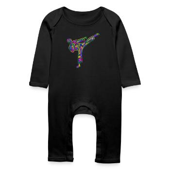 Taekwondo Arts martiaux Karaté Colorés pour enfants - Grenouillère bio Bébé - noir - Devant