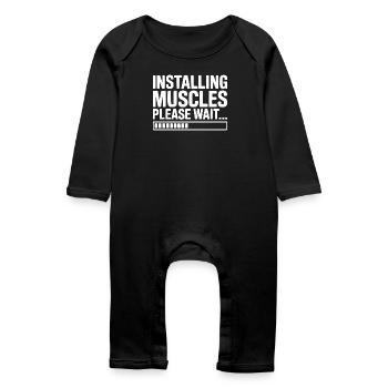 Installing Muscles Please Wait... - Baby Organic Romper - black - Front