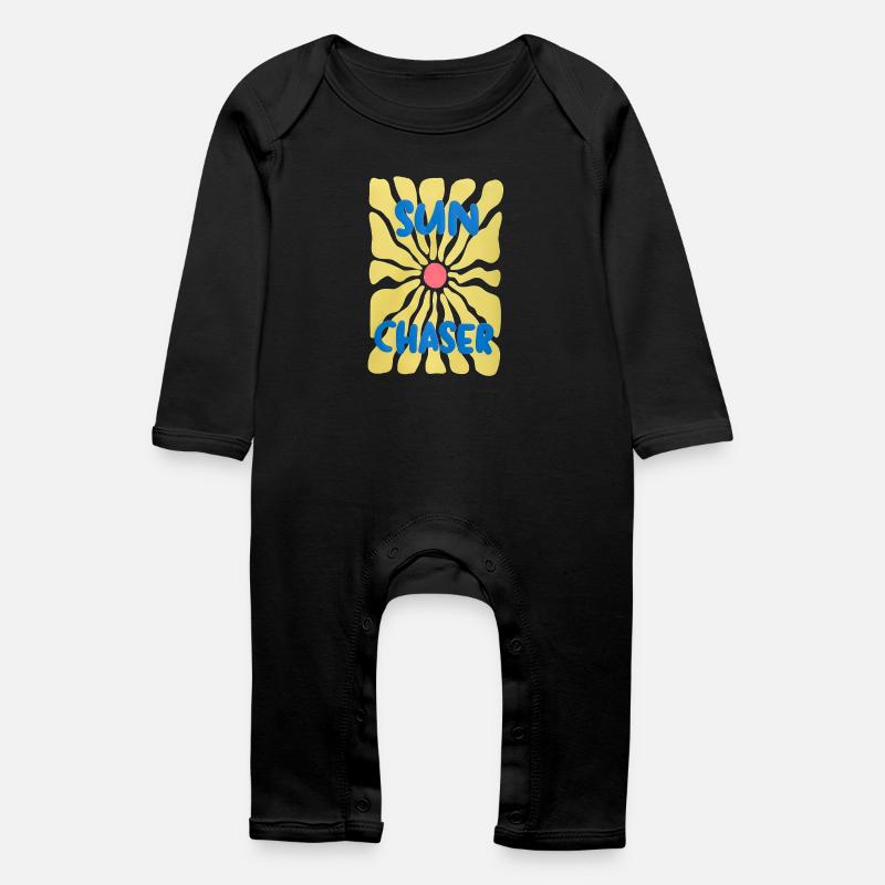 Sun Chaser – Design Rétro Fleur de Soleil - Grenouillère bio Bébé - noir