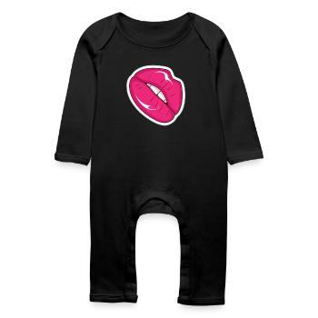 Pink Lips Pop Art Style Rétro - Grenouillère bio Bébé - noir - Devant