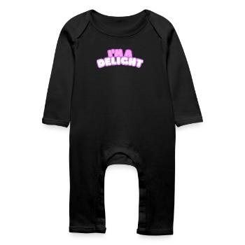 Im Delight Bubble Text - Baby Organic Romper - black - Front