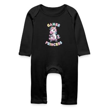 Licorne Gamer Princesse Ludique Et Fantastique - Grenouillère bio Bébé - noir - Devant