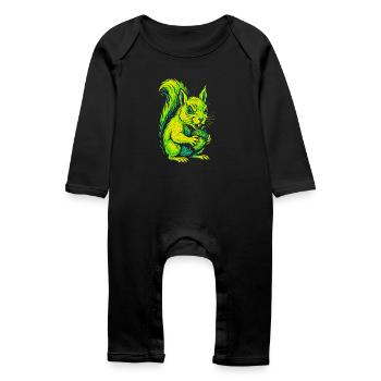 Écureuil néon en colère avec noix - Grenouillère bio Bébé - noir - Devant