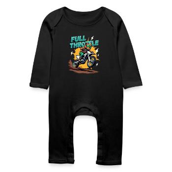Full Throttle Bear Motocross Motorcycle - Baby Organic Romper - black - Front