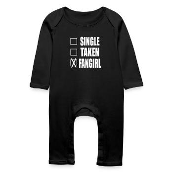 Single Fangirl funny saying saying - Baby Organic Romper - black - Front