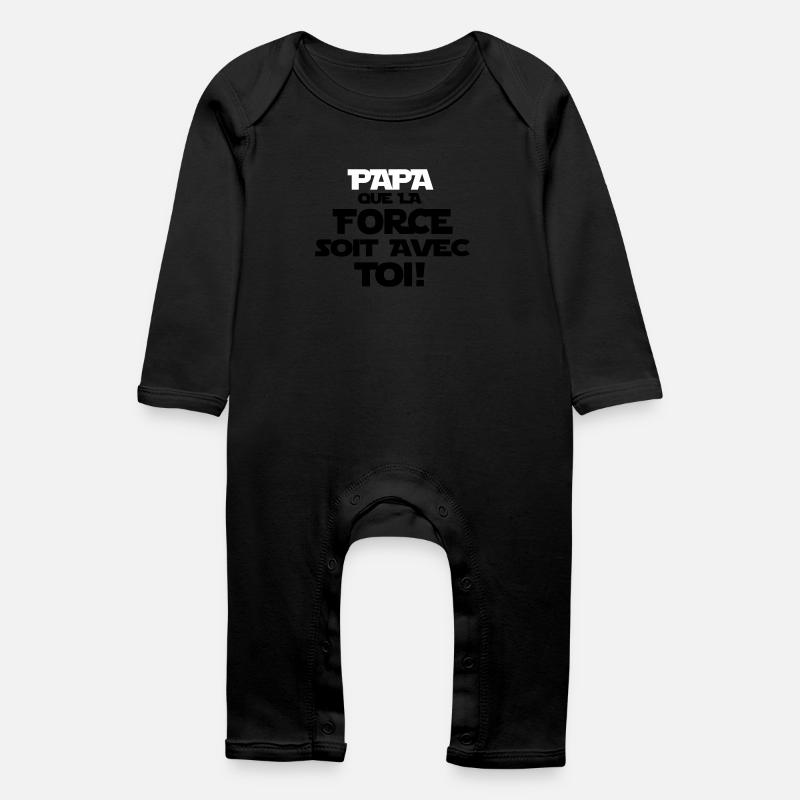 papa que la force soit avec toi - Grenouillère bio Bébé - noir