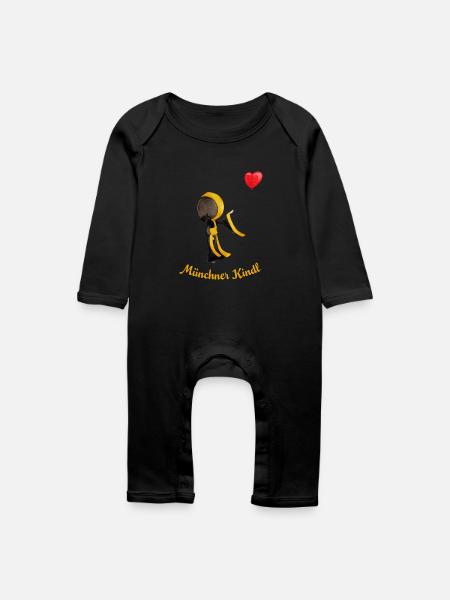 Münchner Kindl mit Herz-Luftballon - Baby Bio Strampler - Schwarz