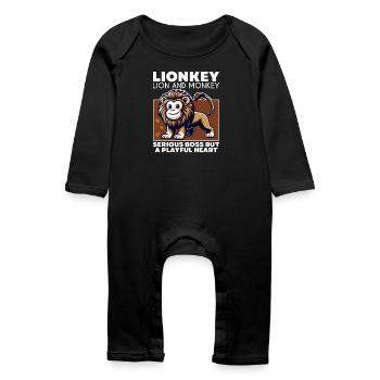 LEADER SÉRIEUX MAIS CŒUR JOUEUR - LION & SINGE - Grenouillère bio Bébé - noir - Devant