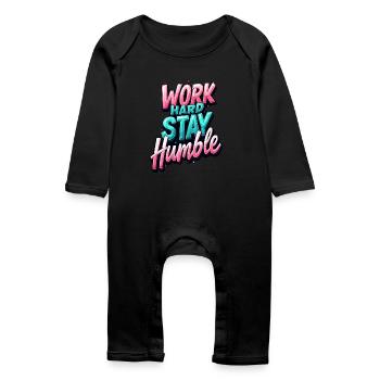 Travailler dur, rester humble - Grenouillère bio Bébé - noir - Devant