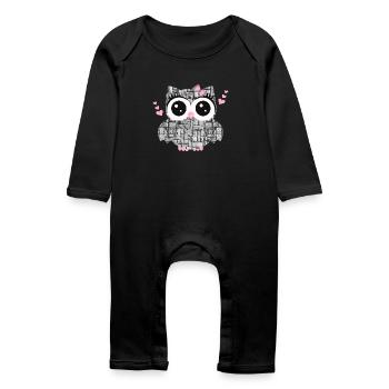 Owl Stone - Baby Organic Romper - black - Front