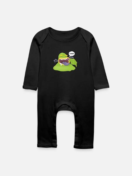 eating monster - Baby Organic Romper - black