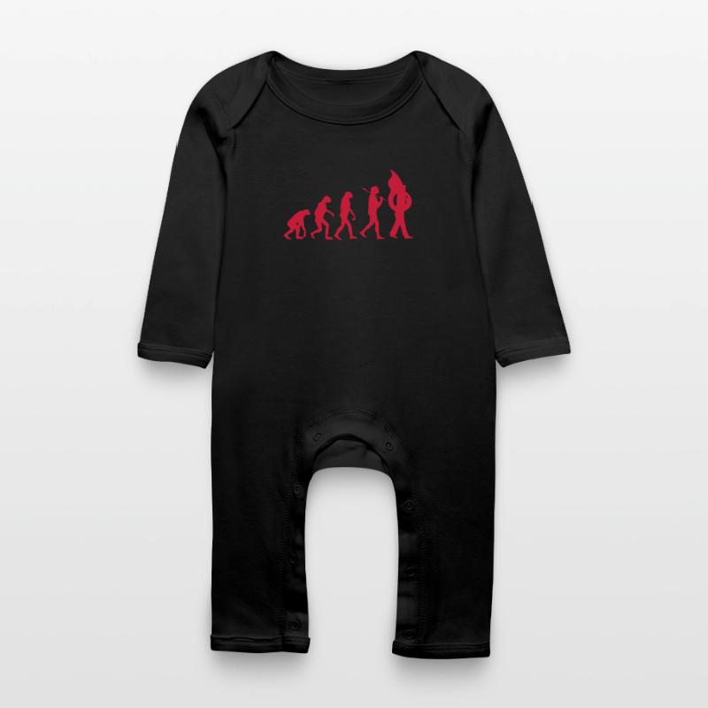 Evolution tuba Darwin funny marching band Baby Organic Romper