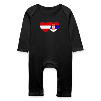 Autriche Serbie Drapeau Cœur - Grenouillère bio Bébé - noir - Devant