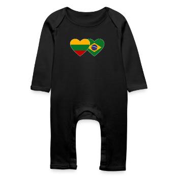 Lithuania Brazil Flag Heart - Baby Organic Romper - black - Front