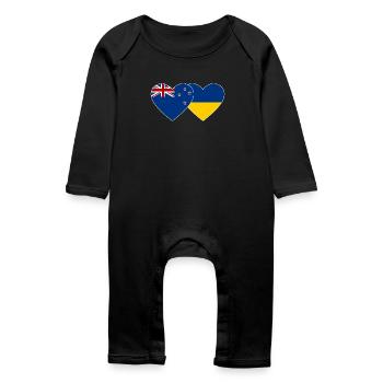 Nouvelle-Zélande Ukraine Drapeau Coeur - Grenouillère bio Bébé - noir - Devant