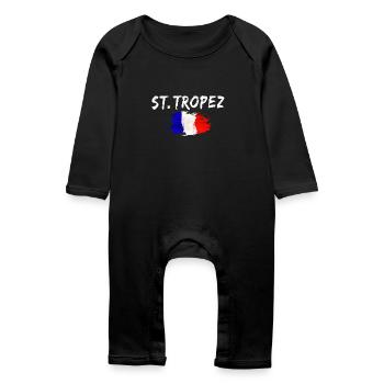 Saint-Tropez France Drapeau Saint-Tropez - Grenouillère bio Bébé - noir - Devant