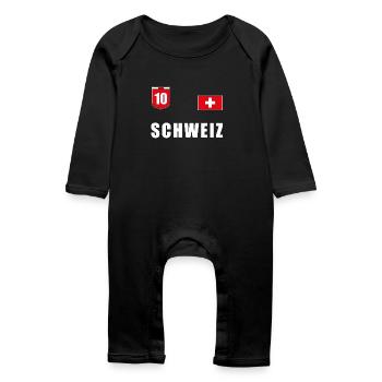 Suisse Soccer T-Shirt Jersey Fanshirt Ventilateurs - Grenouillère bio Bébé - noir - Devant