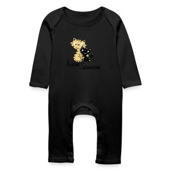 Kleine Schwester Katzen - Baby Bio Strampler - Schwarz - Vorne