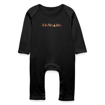 NATALIA nom orné de fleurs - Grenouillère bio Bébé - noir - Devant