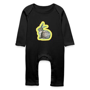 Bunny motif - Baby Organic Romper - black - Front