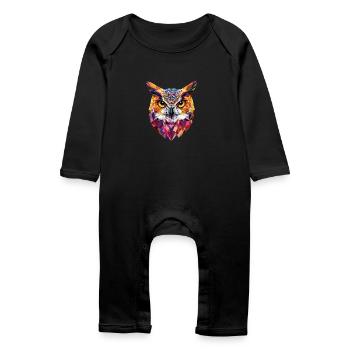 Low Poly Eule – modernes Design für Schlaue - Baby Bio Strampler - Schwarz - Vorne