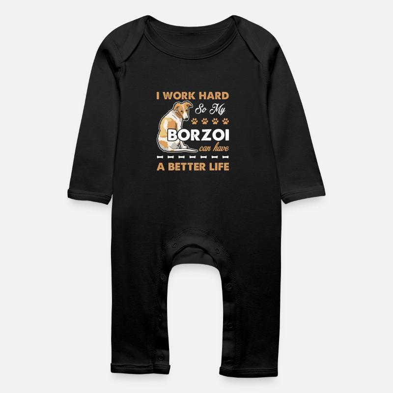 Barsoi Gib meinem Barsoi ein besseres Leben - Baby Bio Strampler - Schwarz