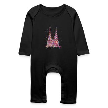 Kölner Dom, Konfetti - Baby Bio Strampler - Schwarz - Vorne