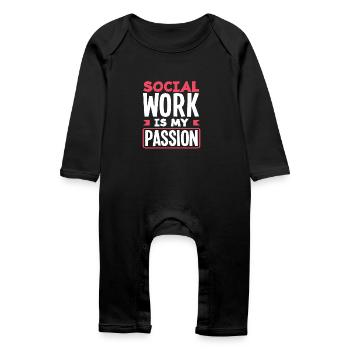 Le travail social est ma passion - Grenouillère bio Bébé - noir - Devant