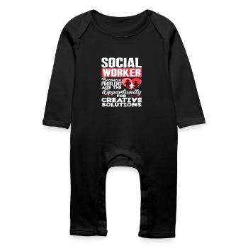 Social workers Problems are opportunities for creative people - Baby Organic Romper - black - Front