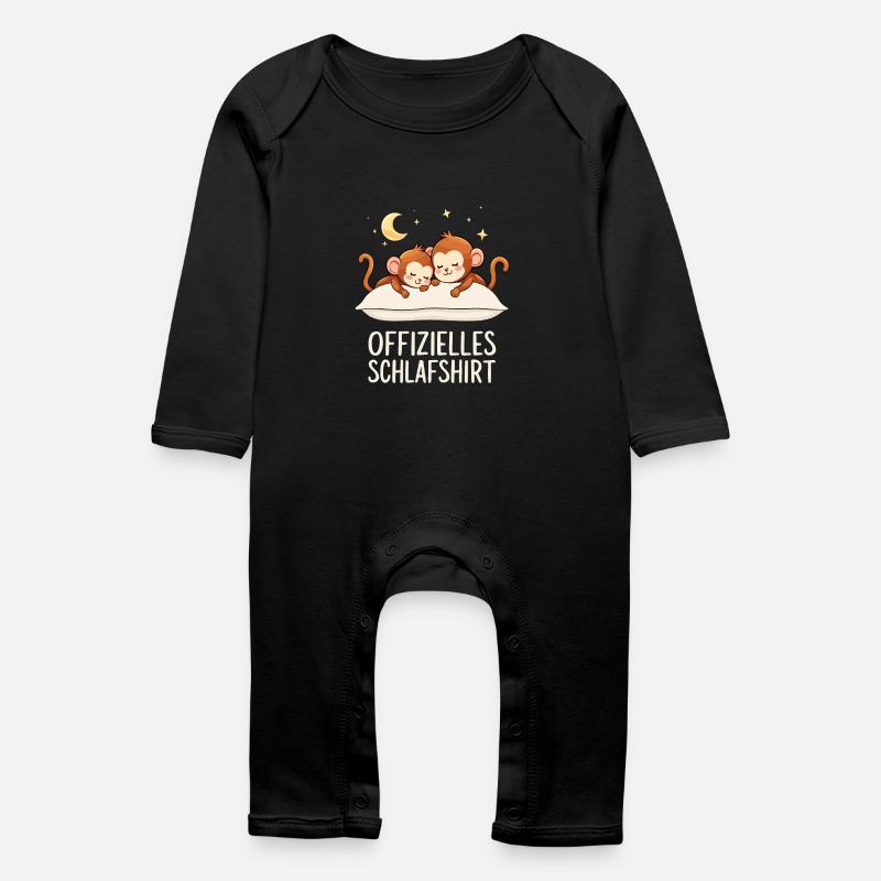 Offizielles Schlafshirt Affen Affe Paar - Baby Bio Strampler - Schwarz