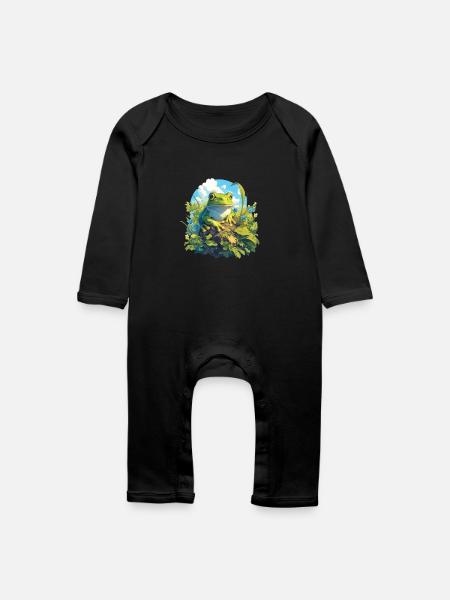 Frosch Frösche - Baby Bio Strampler - Schwarz
