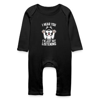 Husky sibérien disant Huskies de Sibérie cadeau - Grenouillère bio Bébé - noir - Devant