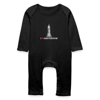 Staat Niederlande Ich liebe Amsterdam Herz Flagge Wortspiel - Baby Bio Strampler - Schwarz - Vorne