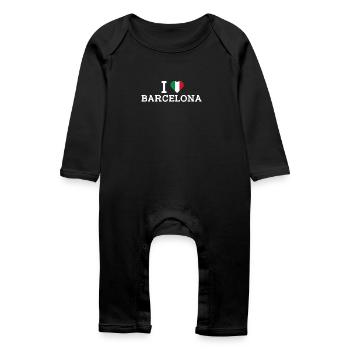 I Love Barcelona Cool Wrong Flag Italy Lover Heart - Baby Bio Strampler - Schwarz - Vorne