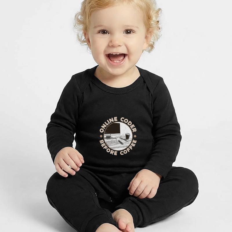 Online Coder Before Coffee Developer Coffee Lover Baby Bio Strampler