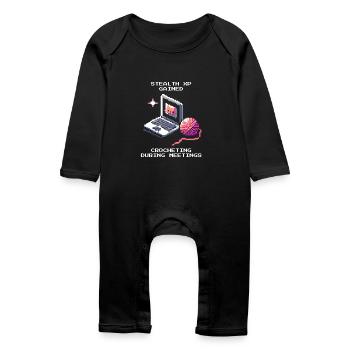 Meeting: Crochet camouflaged | Stitches Yarn Handmade - Baby Organic Romper - black - Front