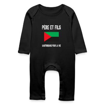 père et fils papa martiniquais martinique - Grenouillère bio Bébé - noir - Devant