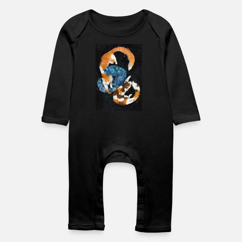 Starry Night Cats - Baby Organic Romper - black