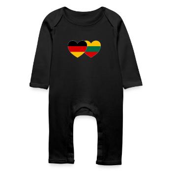 Germany Lithuania Flag Heart - Baby Organic Romper - black - Front