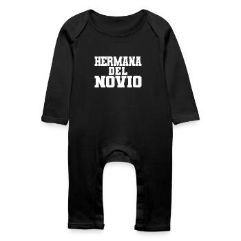 Hermana del Novio Groom's Sister Wedding Gift - Baby Organic Romper - black - Front