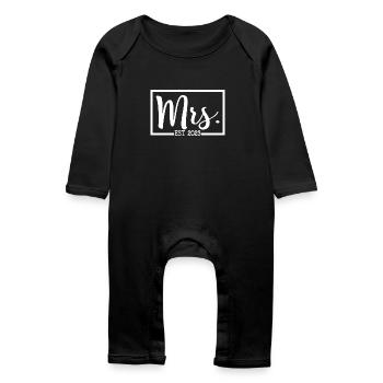 Mrs. Est. 2023 Engagement Bridal Shower Wedding - Baby Organic Romper - black - Front