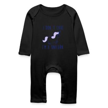 i dont care im a unicorn - Grenouillère bio Bébé - noir - Devant
