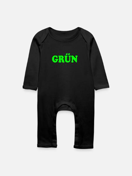 Grün - Baby Bio Strampler - Schwarz
